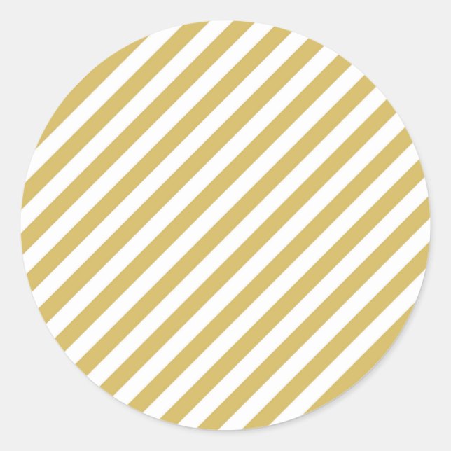 Sticker Rond Diagonal golden yellow and white stripes pattern (Devant)