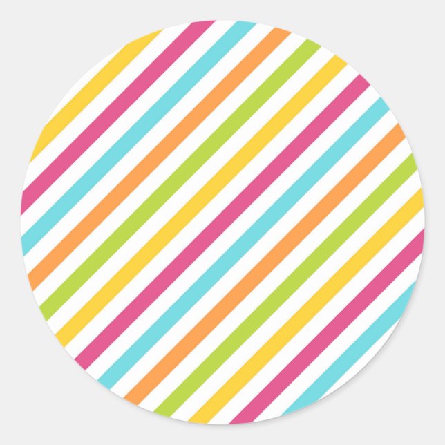 Sticker Rond Diagonal stripes in vibrant colors (Devant)
