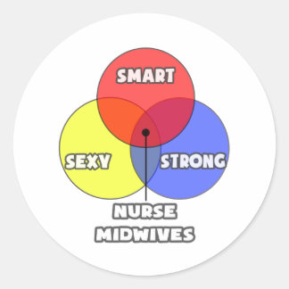Sticker Rond Diagramme de Venn .. Infirmière Midwives