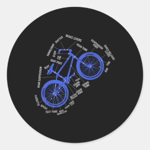 Sticker Rond Diagramme des pièces de vélo de VTT Technique Cycl