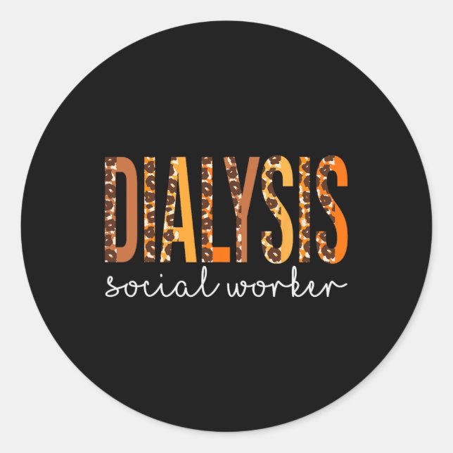 Sticker Rond Dialyse Travailleur Social Leopard Automne Thanksg (Devant)