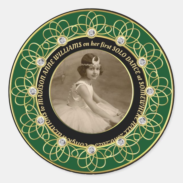 Sticker Rond Diamant Ajoutez votre photo Commemorative Gold Gre (Devant)