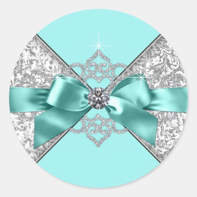 Sticker Rond Diamant bleu turquoise (Devant)