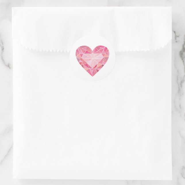 Sticker Rond Diamant rose Gem Heart Glam Diamond Love (Sac)