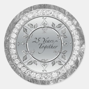 Sticker Rond Diamants 25e anniversaire Mariage d'argent 25 ans