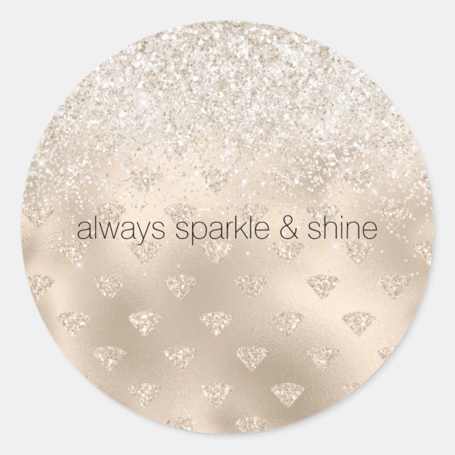 Sticker Rond Diamants de Parties scintillant Gold White Glitz (Devant)