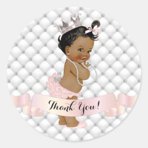 Sticker Rond Diamants de princes afro-américains bleu rose