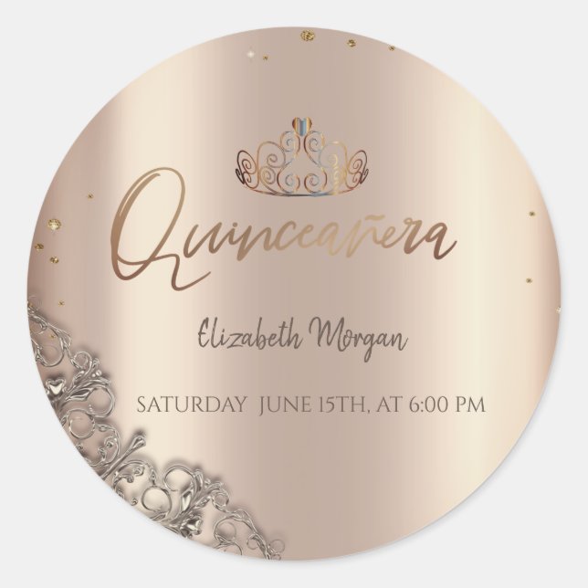Sticker Rond Diamants de Tiara Cooper Quinceañera (Devant)