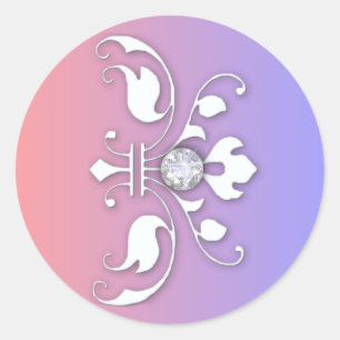 Sticker Rond Diamants et Mariage d'élégance blanche