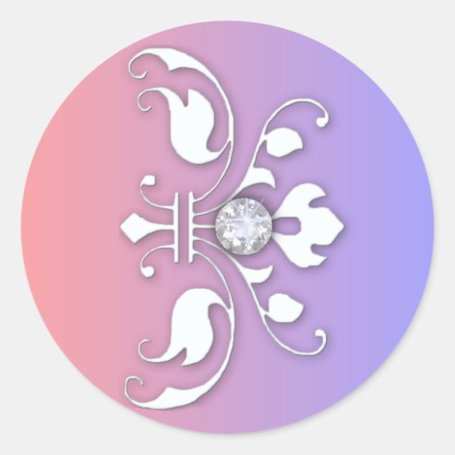 Sticker Rond Diamants et Mariage d'élégance blanche (Devant)