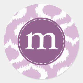 Sticker Rond Diamants Ikat Lavender Moderne Personnalisés