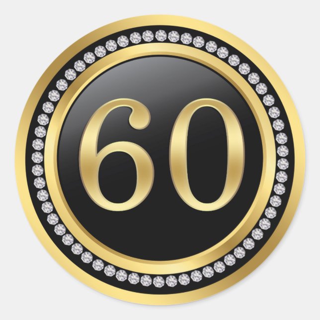 Sticker Rond Diamants imprimés 60e anniversaire du Mariage (Devant)