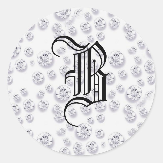 Sticker Rond Diamants monogrammes *BLING* (Devant)