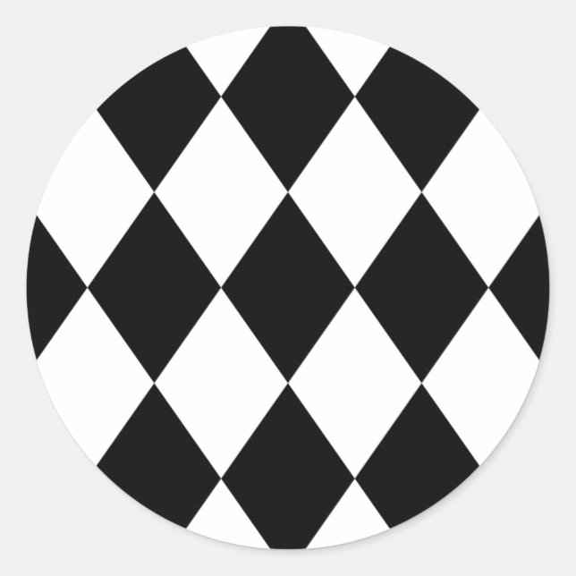 Sticker Rond Diamants noirs et blancs (Devant)