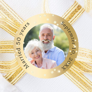 Sticker Rond Diamants photo or 50e anniversaire de mariage