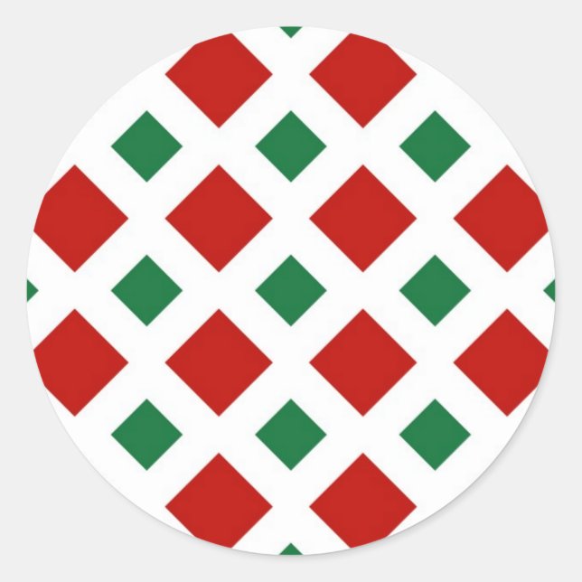 Sticker Rond Diamants rouges et verts sur blanc (Devant)