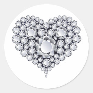 Sticker Rond Diamants sur Gemmes de Coeur Noir