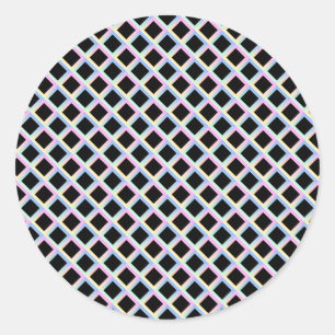 Sticker Rond Diamants symétriques noirs avec cadres de dégradé