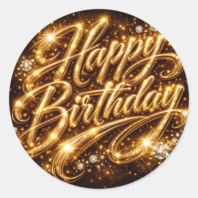 Sticker Rond Diamond Glow Anniversaire — 3D Or (Devant)