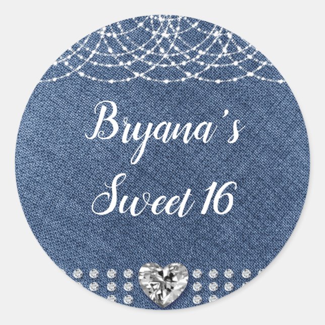 Sticker Rond Diamond Heart Rouge Parties scintillant étincelle  (Devant)