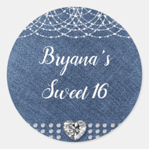 Sticker Rond Diamond Heart Rouge Parties scintillant étincelle