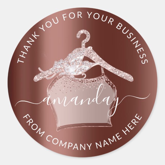 Sticker Rond Diamond Rose Vêtements cintre Logo Nom Magasin de  (Devant)