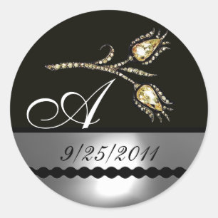 STICKER ROND DIAMOND TULIPS BLACK WHITE GRAY MONOGRAM
