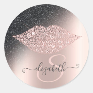 Sticker Rond Diamonds Lips Parties scintillant Ombre Rose Gold