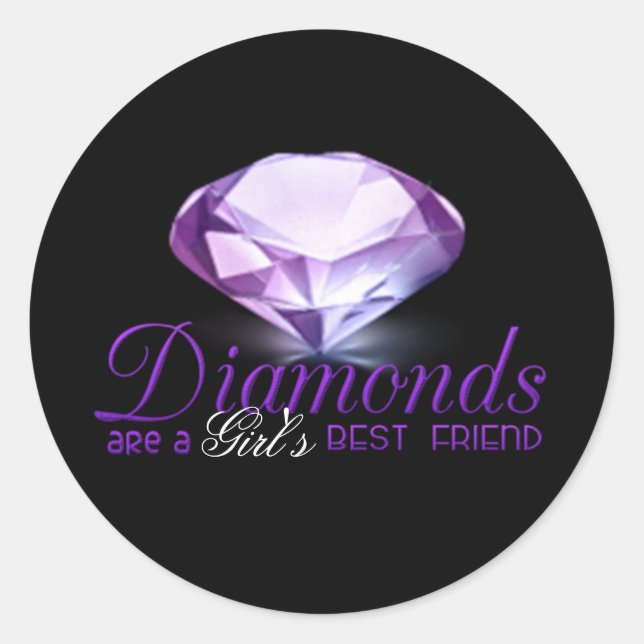 Sticker Rond Diamond's sont le meilleur ami de la fille (Devant)