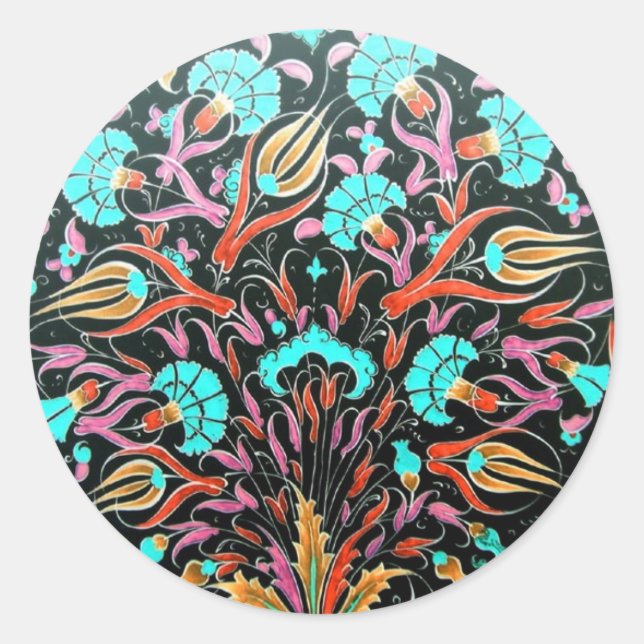 Sticker Rond Dianthus et Tulip Motif historique - Tile Art (Devant)