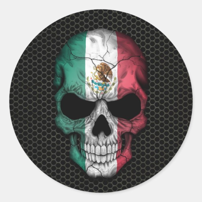 Sticker Rond Diapositive mexicaine sur maille d'acier (Devant)