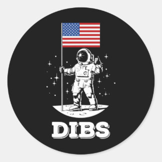 Sticker Rond Dibs American Flag Astronaut Space 4 juillet Ame