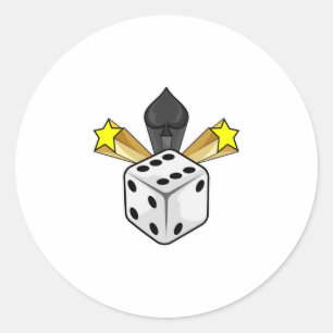 Sticker Rond Dice au Poker avec pique et étoiles