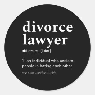 Sticker Rond Dictionnaire de l'avocat de divorce - Description