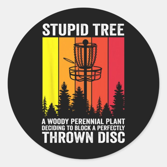 Sticker Rond Dictionnaire d'idiot d'arbre de golf de disque Mid (Devant)