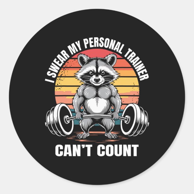 Sticker Rond Dicton de forme physique Je jure que mon entraîneu (Devant)
