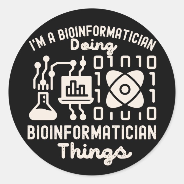 Sticker Rond Dictons de bioinformatique, Phd en bioinformatique (Devant)