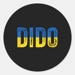 Sticker Rond Dido Grand-père ukrainien Grand-papa Drapeau de l'