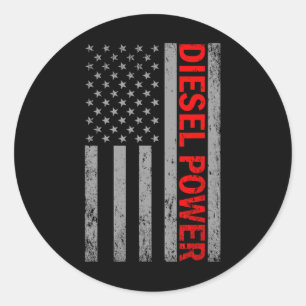 Sticker Rond Diesel Power Drapeau Usa Camion Turbo Frères Mécan
