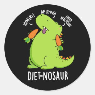 Sticker Rond Diet-nosaurus Blagues drôles de dinosaure Fond som