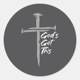 Sticker Rond Dieu a cela Motivation Croix Chrétienne Foi
