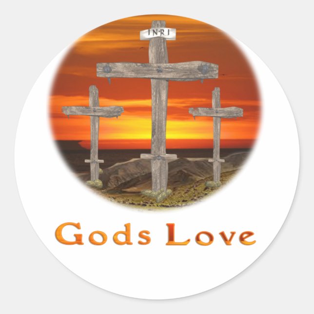 Sticker Rond Dieu aime (Devant)