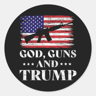Sticker Rond Dieu Armes Et Chemise Trump