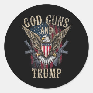 Sticker Rond Dieu Armes Et Trump