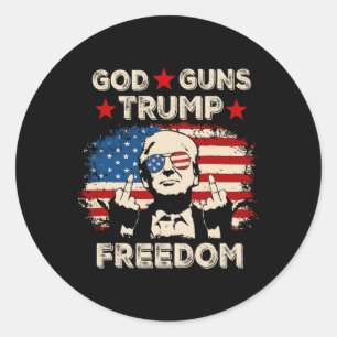 Sticker Rond Dieu Armes Trump Liberté Républicain Conservateur