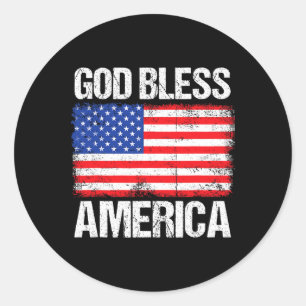 Sticker Rond Dieu Béni Amérique Patriotique Joyeux 4 juillet Po