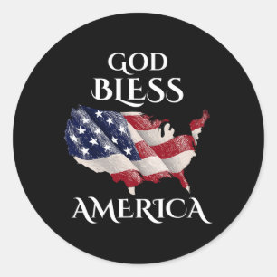 Sticker Rond Dieu Béni Fête de l'Indépendance Américaine Usa Ve
