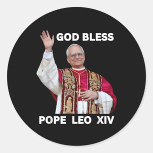 Sticker Rond Dieu Béni Nouveau Pape Léon Xiv Église catholique