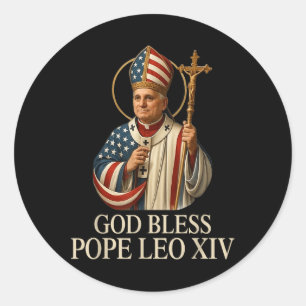 Sticker Rond Dieu Béni Nouveau Pape Léon Xiv Église catholique