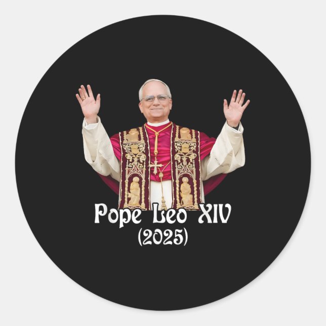 Sticker Rond Dieu Béni Pape Leo Xiv 2025 (Devant)